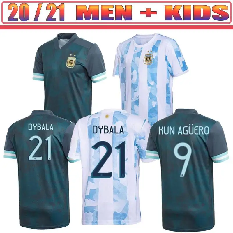 2021 Аргентина домашняя футбольная майка Месси DYBALA мужские комплекты для детей