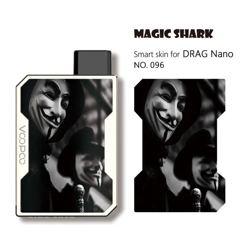 Магическая Акула Роза Кристалл печати цветок Джокер V-Vendetta Pod футляр для вейпа кожи задняя пленка наклейка для Voopoo Drag Nano - Цвет: 096