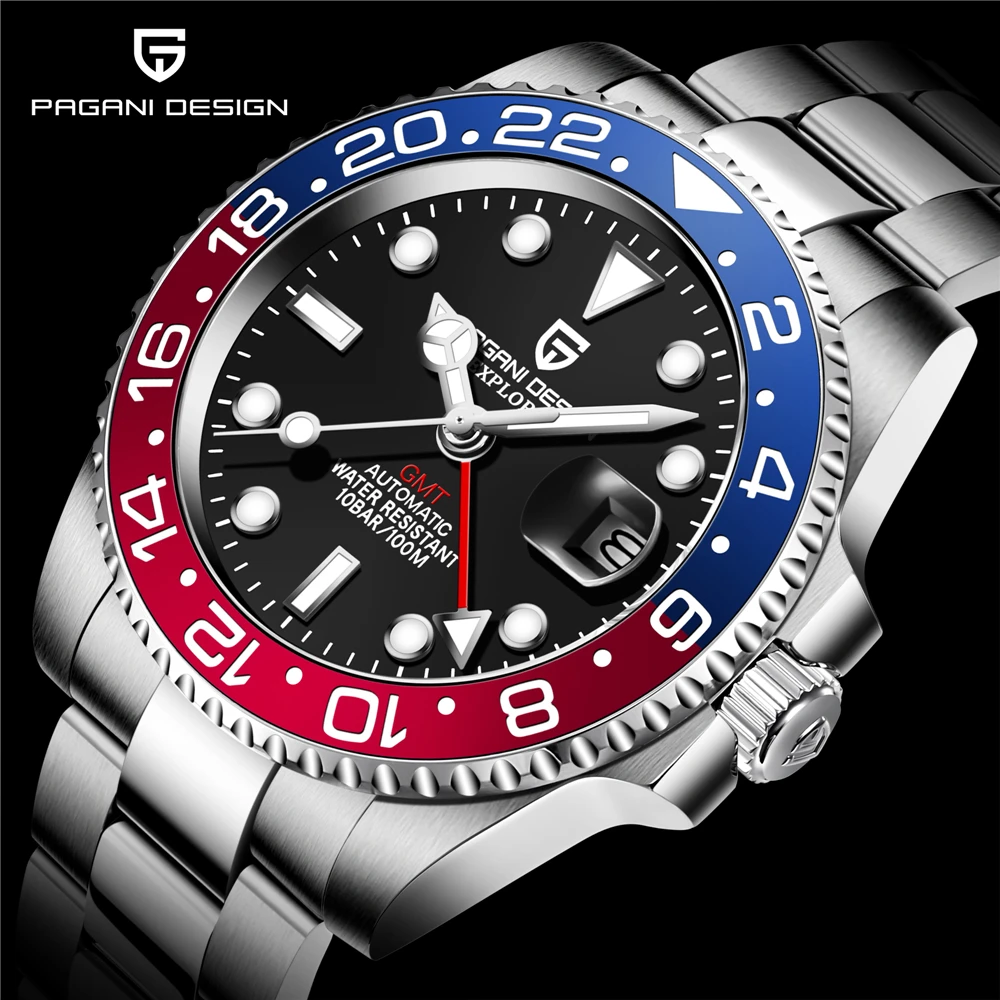 

PAGANI DESIGN Mechanical Watch GMT 40mm Automatic Men's Luxury Watch Stainless Steel Waterproof Wristwatch Sapphire montre homme