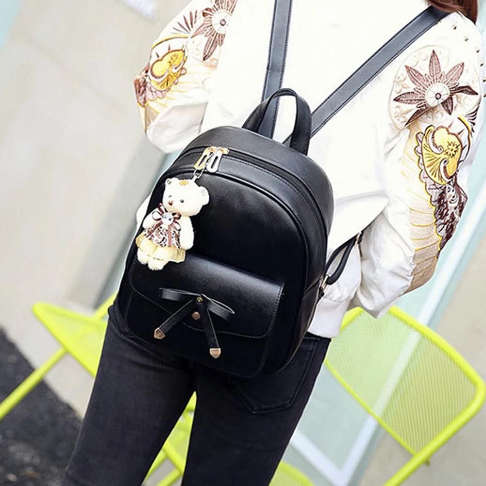 4 pcs/Set Women Backpack Small Size Fashion Teenage Girls PU Leather Backpacks with Purses Mochila Feminina | Багаж и сумки