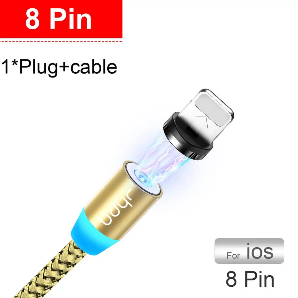 Udyr Магнитный Micro usb type C кабель для iphone samsung Android 2 м Быстрая зарядка магнит Зарядное устройство USB кабель провод для мобильного телефона шнур - Цвет: Gold For iphone