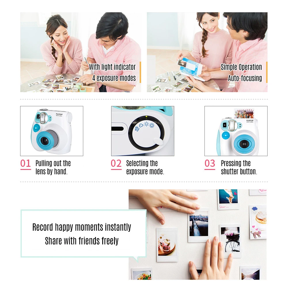 Белая пленка для Fuji Instax Mini7s автофокусировка Фотоаппарат моментальной печати