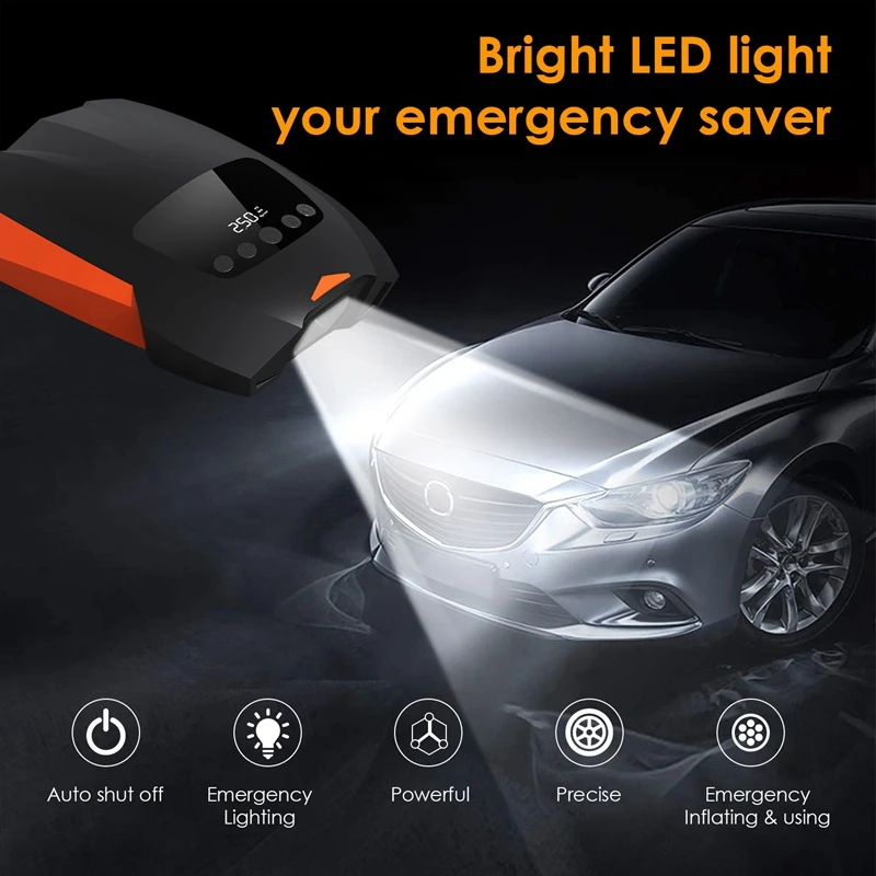 

Portable Air Pump Auto Tire Inflator Tires DC 12 Volt Digital Air Pump with Backlight Displays for Car, Bicycle