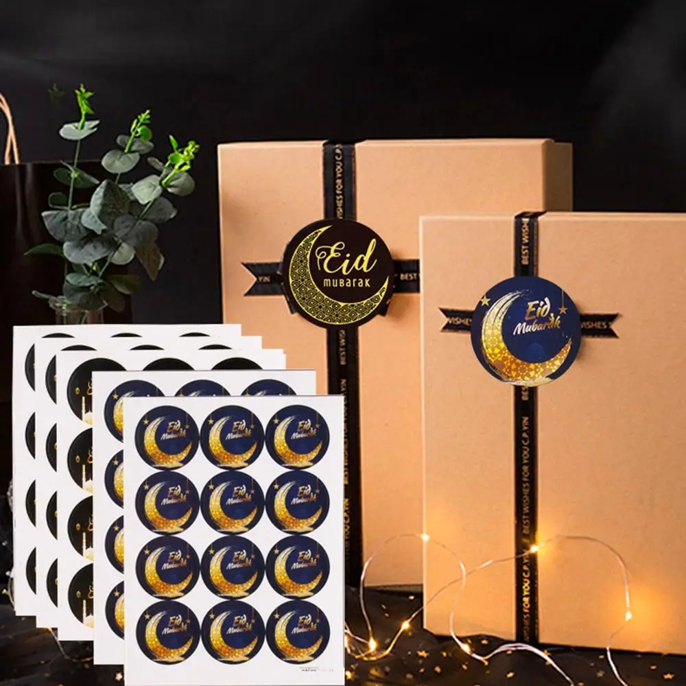 

FENGRISE 60pcs Eid Gift Box Label Paper Bag Seal Eid Mubarak Decoration Islamic Muslim Party Supplies Ramadan Eid al-fitr Decor