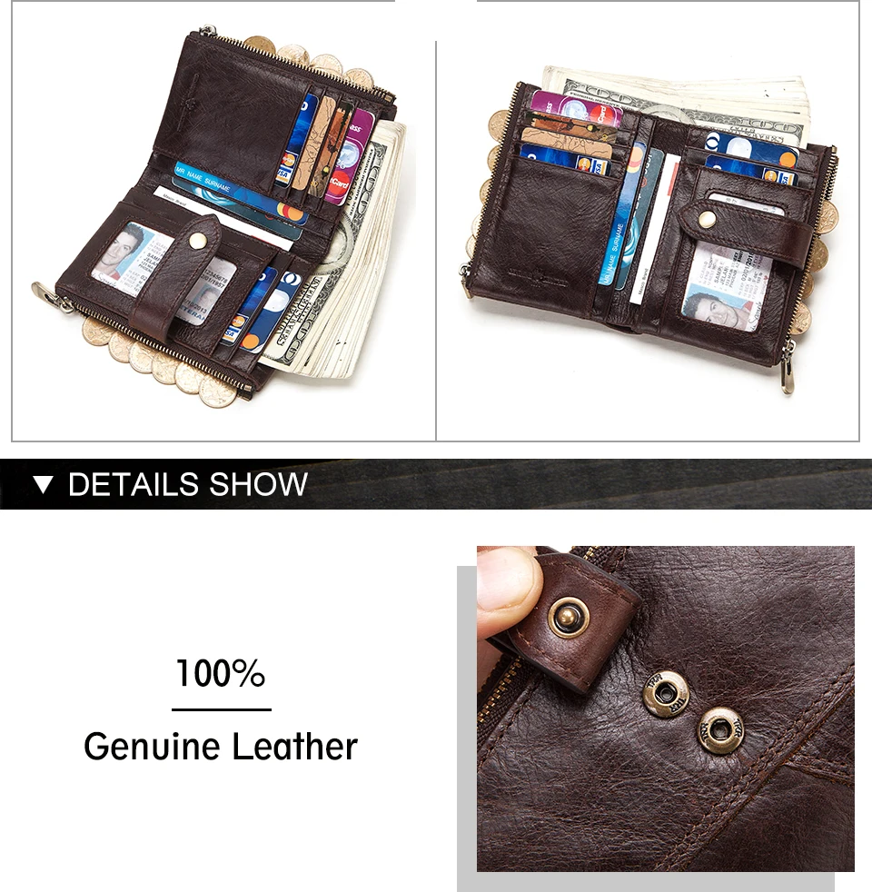 GZCZ Rfid кошелек из натуральной кожи для мужчин Crazy Horse кошельки короткий кошелек для монет мужская сумка для денег дизайнерский мини красный Walet качество