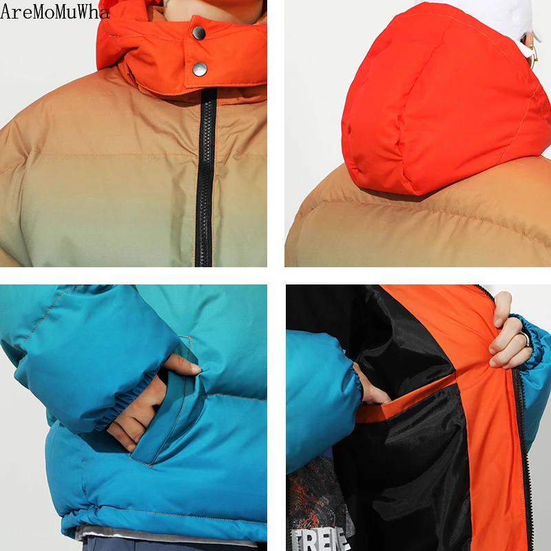 Autumn Winter High Street Cotton Jacket Brand Warm Thick Bread Coat Short Hooded Cotton Jacket Men Coat mens winter clothing