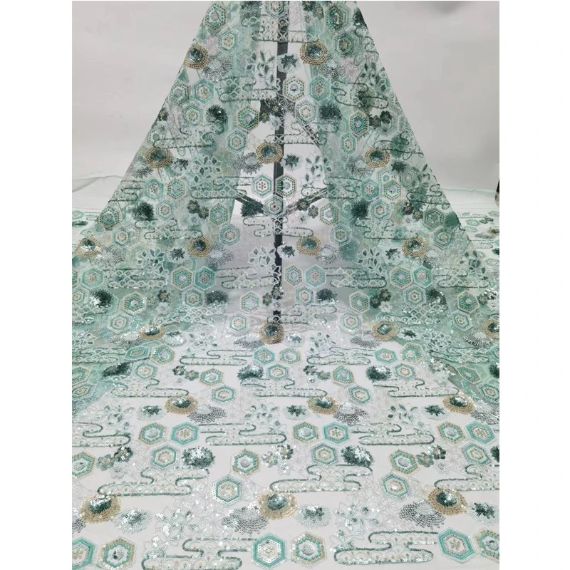 

Lace Fabric 2020 High Quality Multicolor Geometry Pattern Embroidery Beautiful Breathable Fabric For Dress 5 yards wholesale