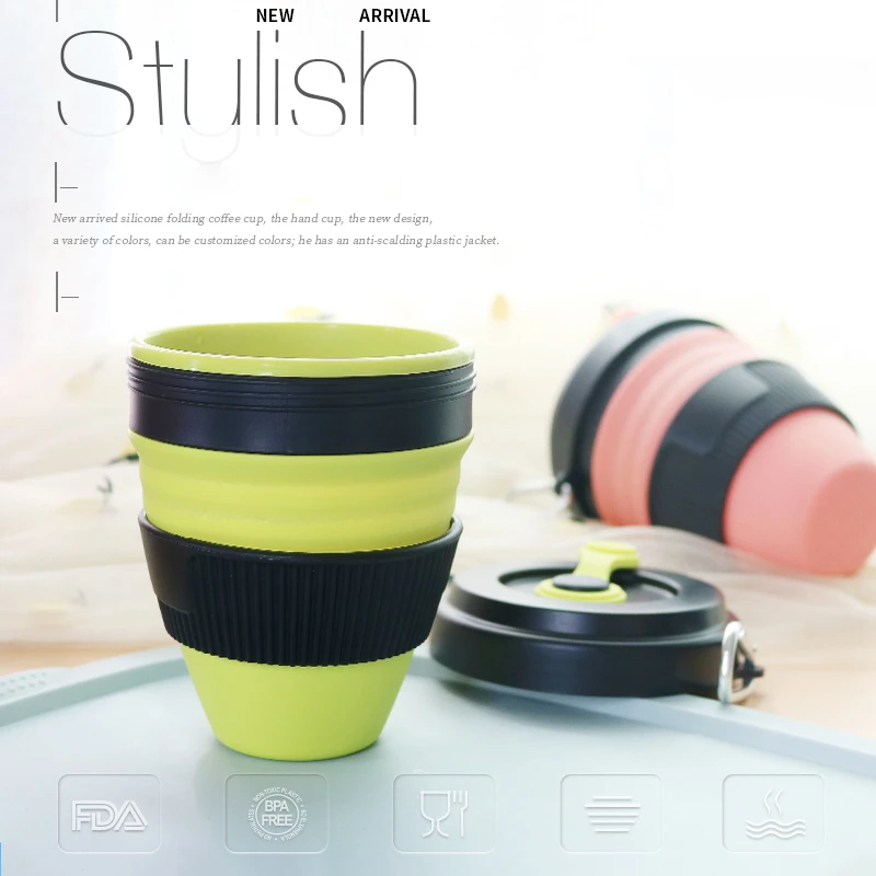 

Mug Collapsible Silicone Coffee Mug with Lid Travel All Black 450ml Folding Silicone Mug Mug Portable Silicone Telescopic Drink