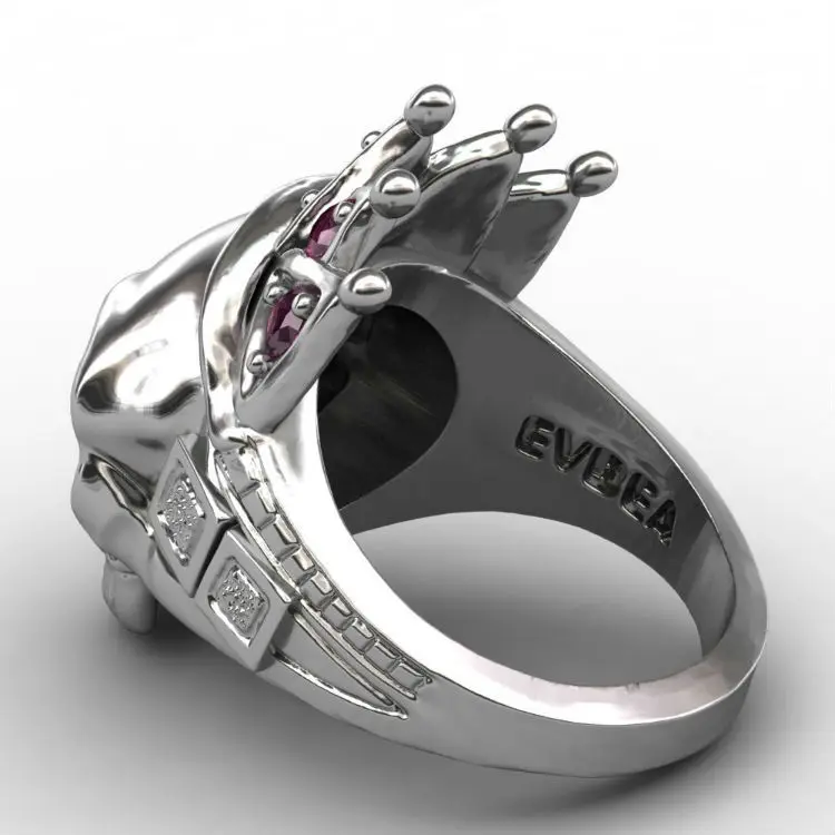 Модная личность с розовым кристаллом Корона череп кольцо унисекс сплав подарок