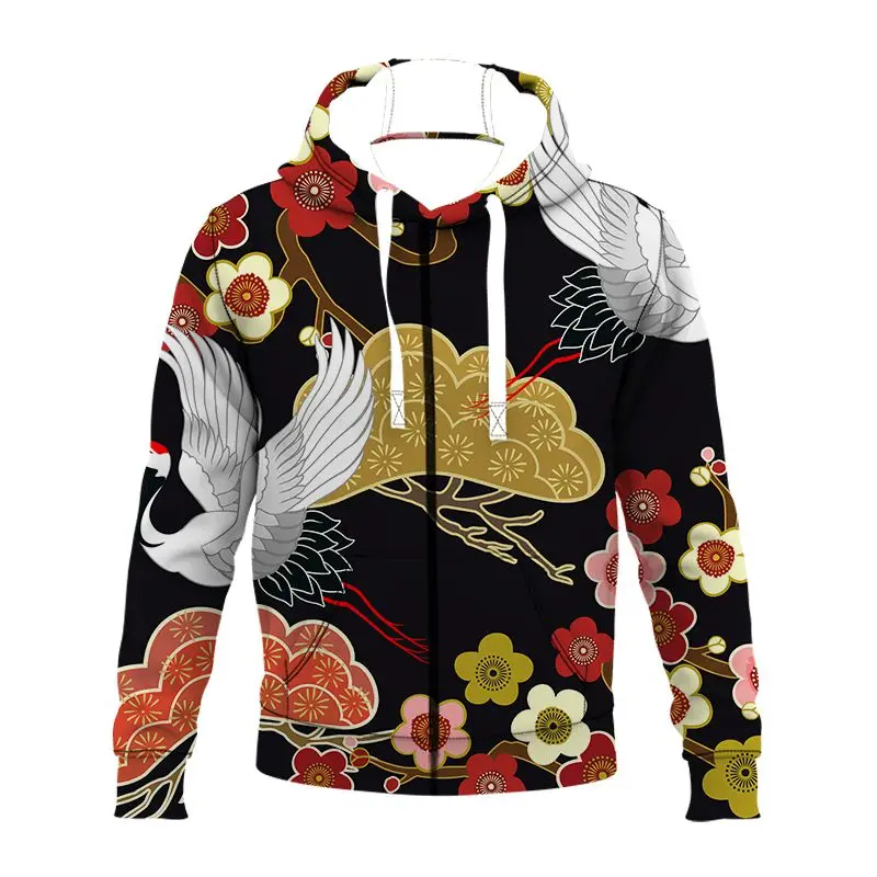 Мужская винтажная Толстовка в китайском стиле с 3D-принтом на молнии | одежда