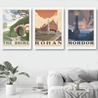 Винтажный постер в скандинавском стиле для путешествий, Картина на холсте с изображением пейзажа средней земли, иллюстрации, пейзажа, настенные картины, домашний декор