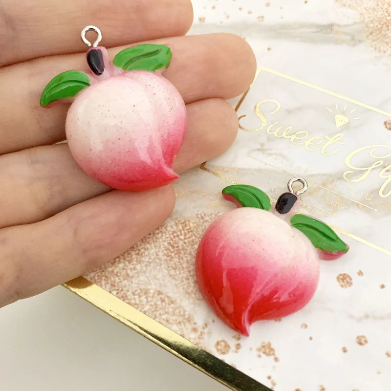 

26mm Resin Simulation Various Fruit Pendant DIY Accessories Charms Handmade Necklace Keychains Earrings 50PCS