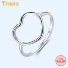 Кольца Trusta из настоящего серебра 925 пробы с сердечками, размеры 6, 7, 8, замечательные для женщин и девушек, свадебные ювелирные изделия, подарок DA342
