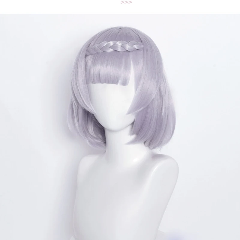Genshin Impact Noelle парик для косплея короткие серебристо-фиолетовые с оплеткой