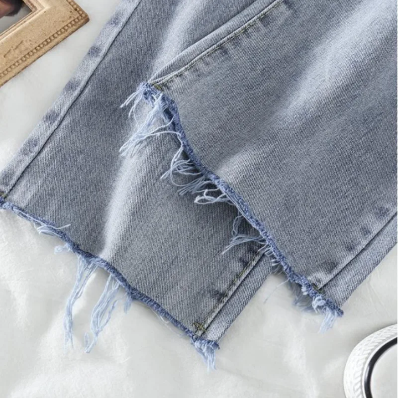 

#0426 Women Pants Jeans Casual Loose Wide Leg Pants Female Mid Wasit Spring Autumn Denim Trousers Womens Streetwear Korean Style
