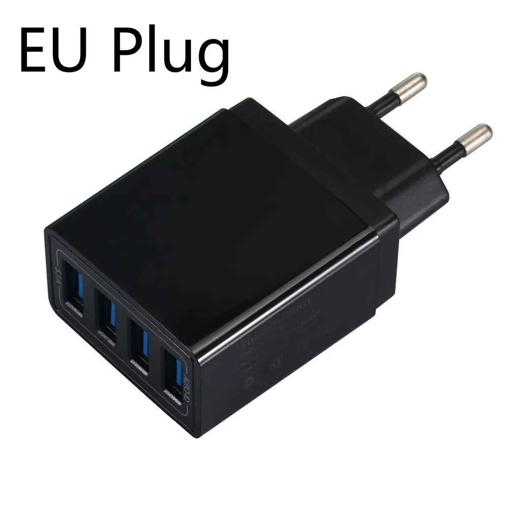 5.1A 4 порта USB зарядное устройство адаптер дорожное настенное зарядное устройство мобильный телефон быстрое зарядное устройство для iPhone X 8 6s Plus для samsung смартфон - Тип штекера: EU Black