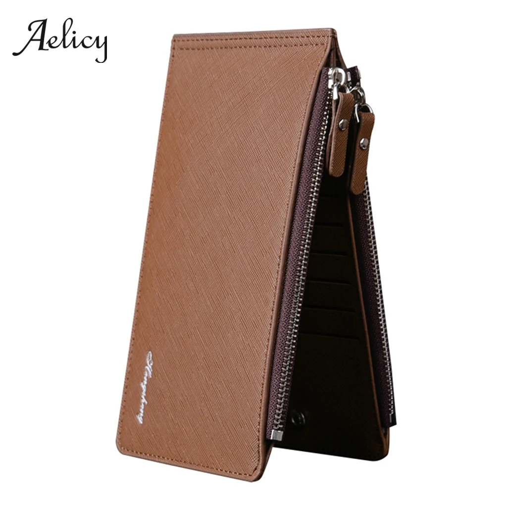 Aelicy мужской длинный карман бумажник на молнии Держатель для карт двойной клатч