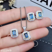 kjjeaxcmy boutique jewelry 925 sterling silver inlaid natural topaz necklace ring earring female suit support detection