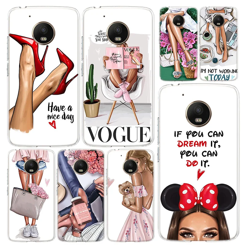 

VOGUE Christmas Princess Girl Phone Case Cover For Motorola Moto G9 G8 G7 G6 E6 E5 Plus Power Play + EU One Fusion Action Macro