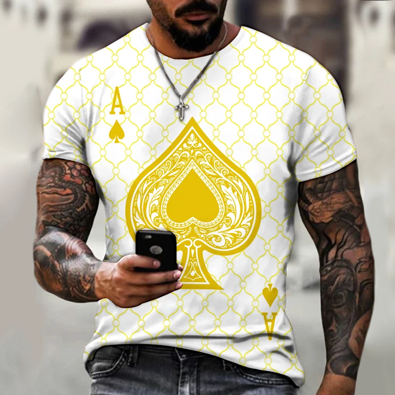 

Playing Cards 3D Three-dimensional Printing Personalized T-shirt Fashion Retro Street Fashion Casual Men's Summer Short Sleeve