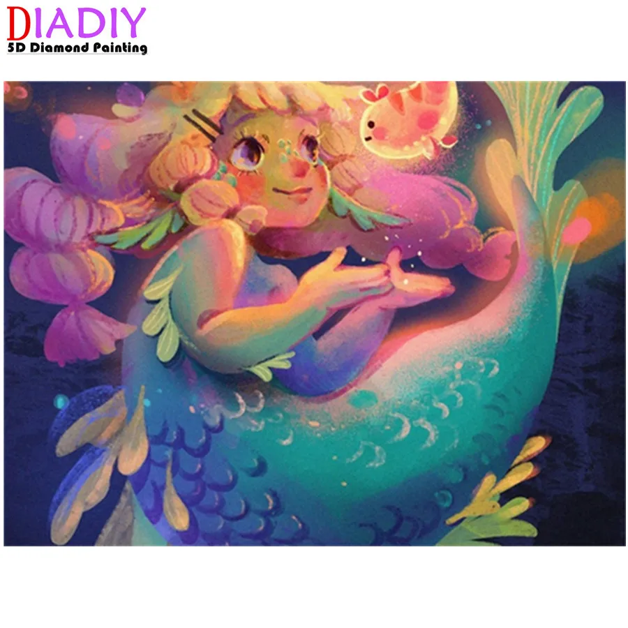 

Cartoon Swimming Scene Cute 5D Diy Full Square and Round Diamond Painting Embroidery Cross Stitch Kit Wall Art Club Home Decor