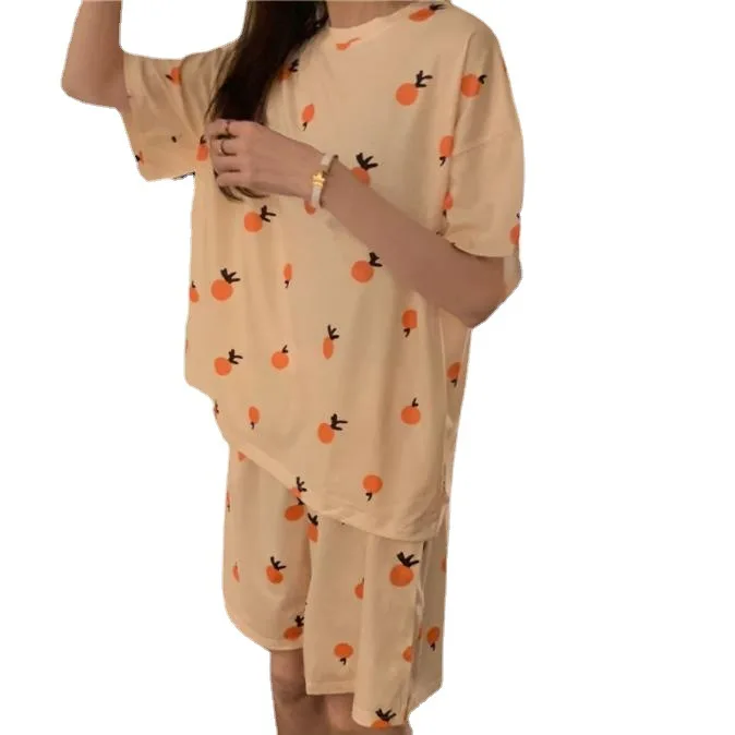 Short-sleeved pajamas ladies summer milk silk thin shorts spring and summer home service two-piece suit