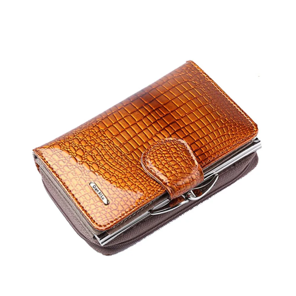 Лидер продаж! Качественный Модный женский короткий Croco бумажник из натуральной
