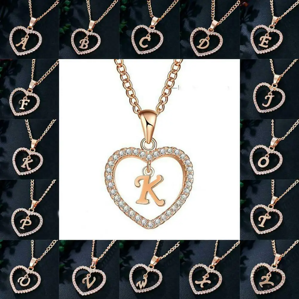Прямая поставка женских ювелирных изделий имя инициалы сердце кулон ожерелье 26