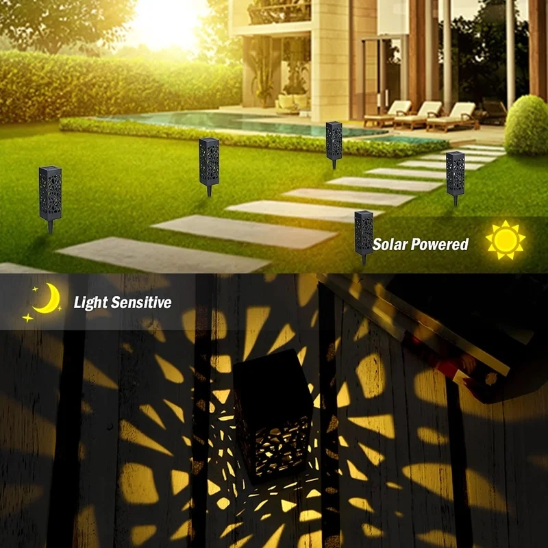 

Solar Led Light Outdoor Hollow Lawn Lamp Solar Sunlight Street Lantern Outside Lights For Garden Home Hollow out Courtyard