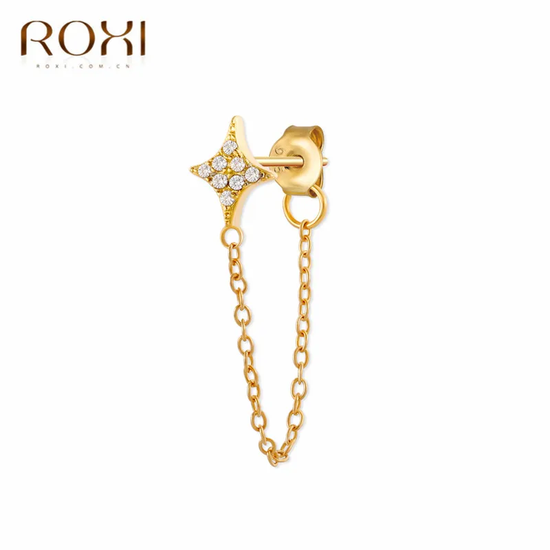 GEY-Gold-4 ROXI модные радужные Подвески с фианитом Висячие серьги для женщин Moon Star Boho ювелирные украшения для свадьбы серьги из стерлингового серебра 925 пробы - Окраска металла: GEY-Gold-4
