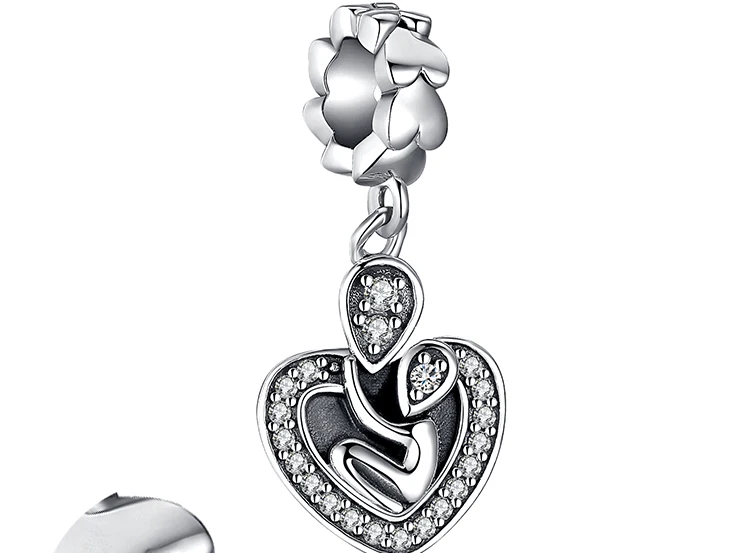 JewelryPalace 925 пробы серебро проложить кубический цирконий сердце мамы Любовь Подвеска в виде ребенка бусинами Fit Браслеты Jewelry Новая горячая распродажа