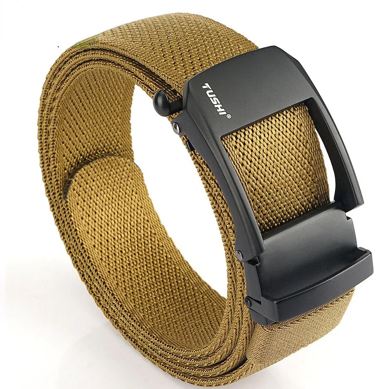 

New alloy automatic buckle men's belt woven elastic nylon belt