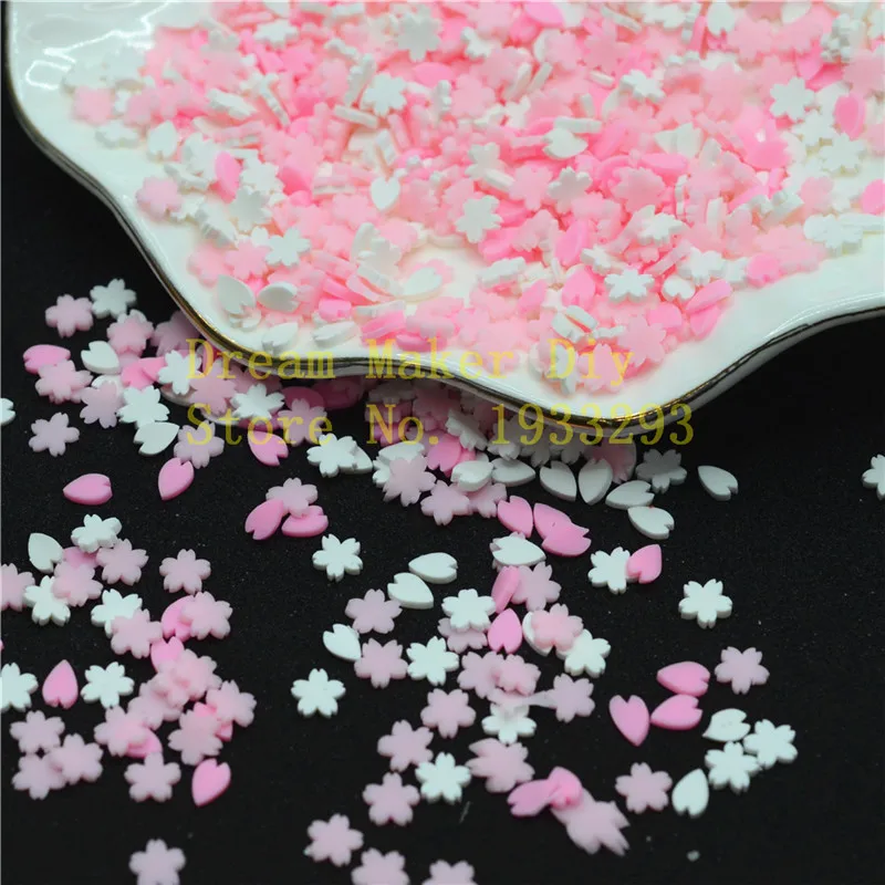 

100G/500g 5mm Polymer Clay Slice Cherry Blossom Sprinkles Lovely Confetti for Crafts Making, DIY