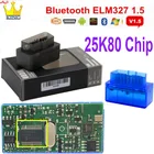 Мини-сканер ELM327 V1.5 PIC18F25K80 OBD2 считыватель кодов ELM 327 1,5 OBD Bluetooth диагностический сканер V1.5 25K80 чип для Android