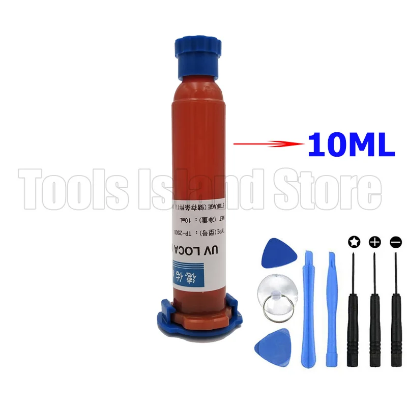 10ML Sets 30 мл УФ клей tp-2500 LOCA Жидкий оптический прозрачный клей+ 8 в 1 инструменты для мобильного телефона сенсорный экран - Цвет: 10ML Sets
