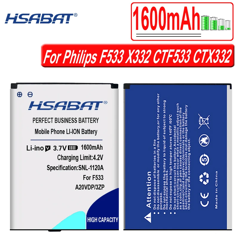 HSABAT A20VDP/3ZP 1600mAh батарея для Philips F533 X332 CTF533 CTX332 батареи|Аккумуляторы мобильных