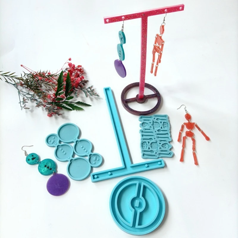 

Silicone Drop Dangle Earring Mold Skeleton Snowman T-shaped Bracket Earring Epoxy Casting Jewelry Making Tools Suitable for M2EA