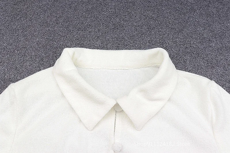 

2021 Foreign Trade Summer Women's Hot Style Lapel Single-Breasted Cardigan Solid Color Short-Sleeved Crop Top