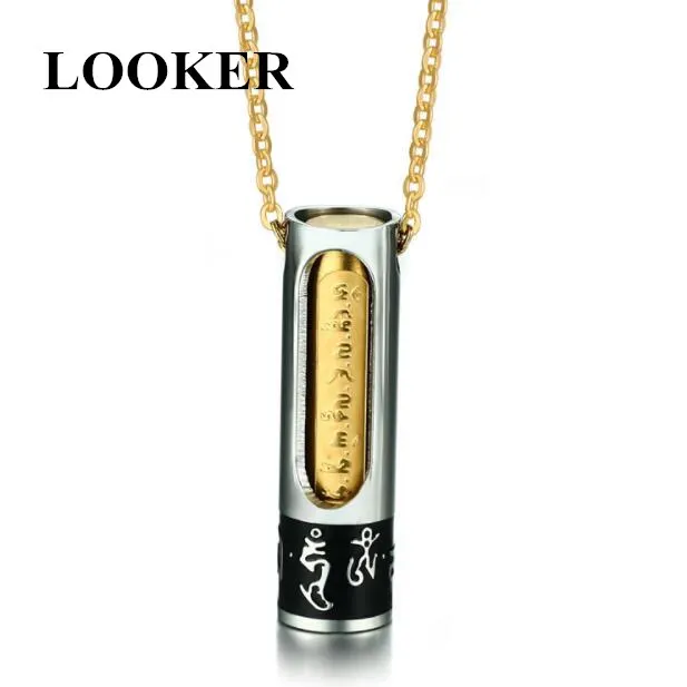 Титановая Сталь шесть слов ожерелье с мантрами Ом Мани Падме Хум молитвенная