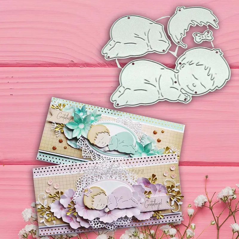 

Sleeping Baby Metal Cutting Dies For Scrapbooking Stencil Craft Paper Knife Mould Blade Punch Card Making Die Cut