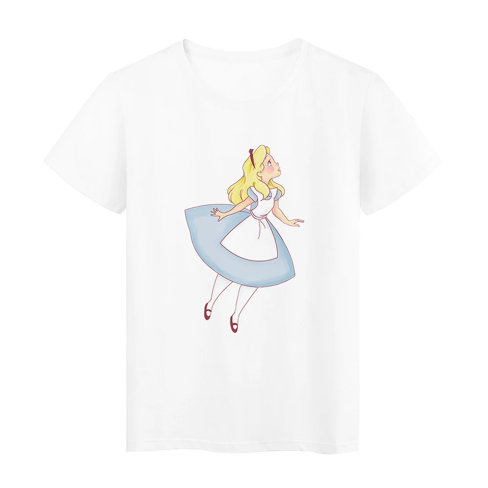 

Disney T-Shirt Women Alice In Wonderland Kawaii Girls Fantasy Easy Matching Girl Tshirt Fairy Tale Disney Brand Print Creativity