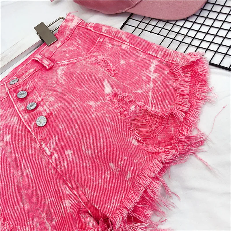 Модные женские шорты MUMUZI на пуговицах спереди летние розовые с высокой талией 2021