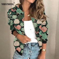 new retro womens flower print elegant jacket 2022 spring o neck zipper tops outwear autumn long sleeve streetwear coat cardigan