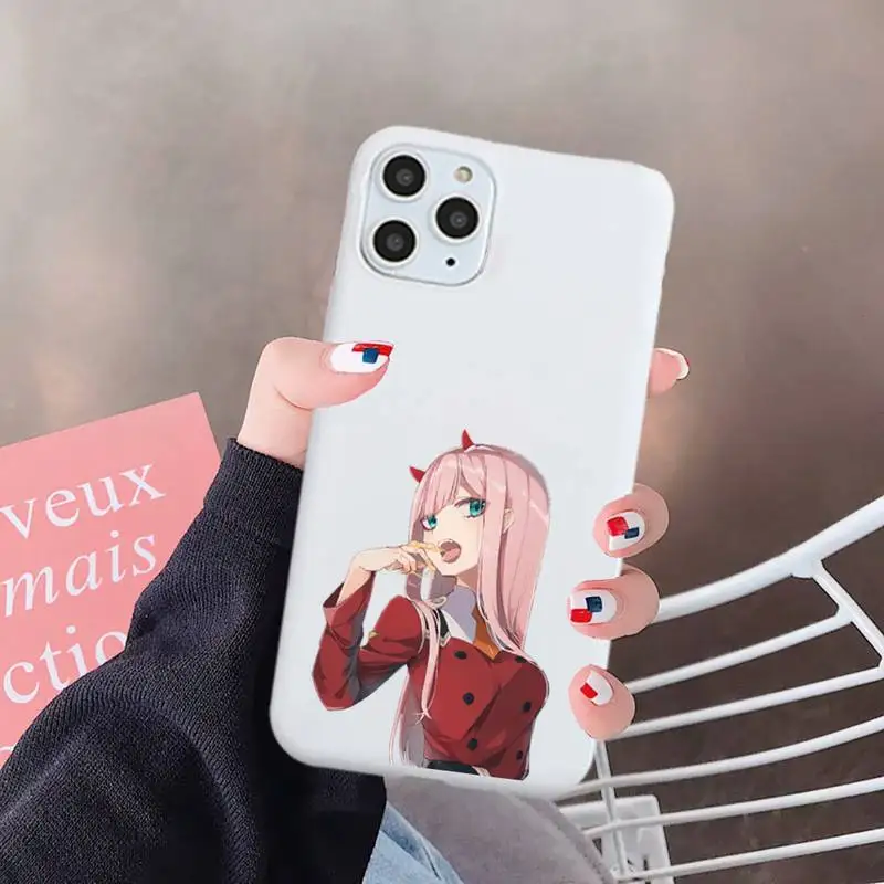

Zero Two Darling in the FranXX Anime Hard Phone Case Candy Color for iPhone 6 7 8 11 12 s mini pro X XS XR MAX Plus