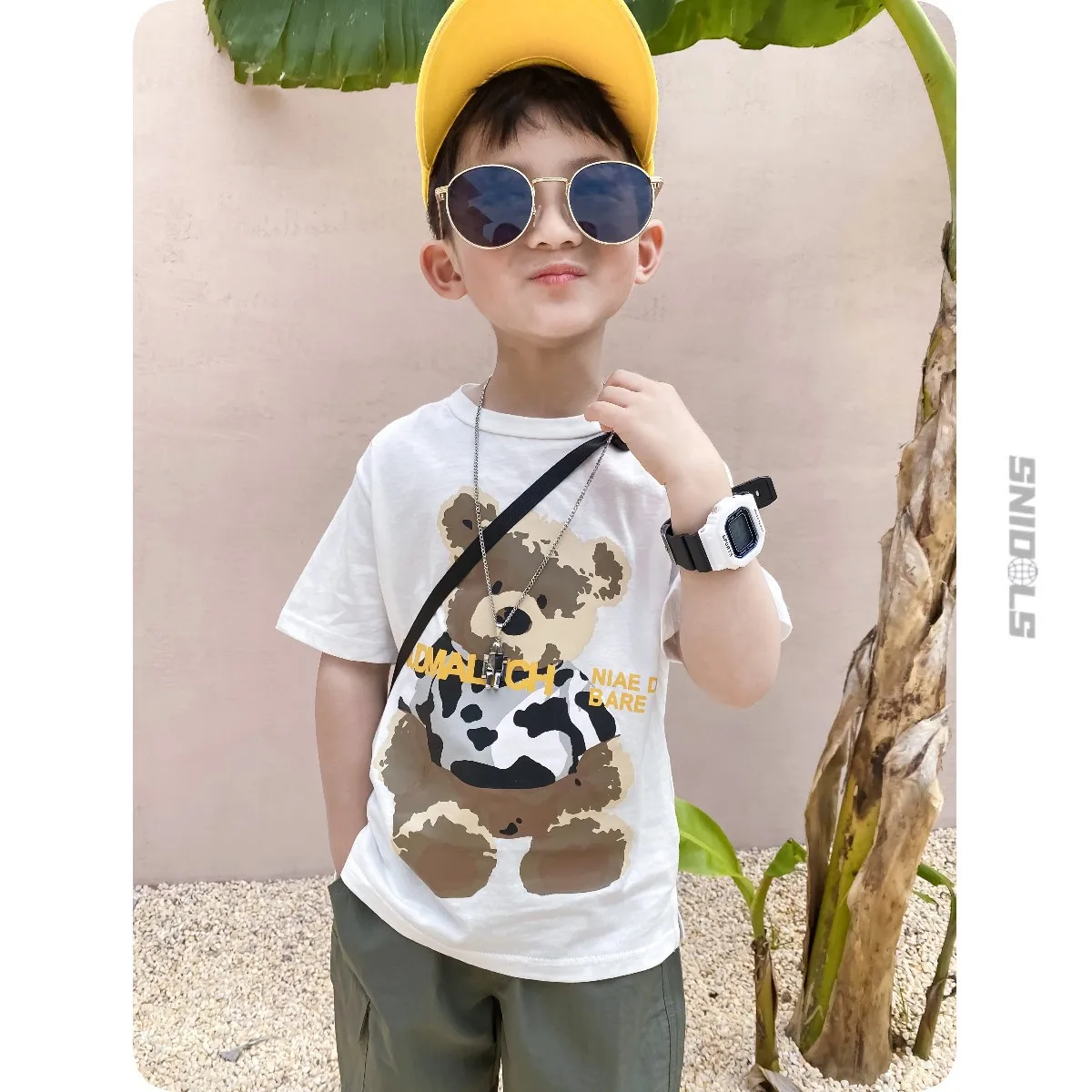 

Children's Clothing 2021 Summer New Baby Boys Short Sleeve T Shirts Cartoon Bear Cute Tops for Big Boys Kids Cotton Tee Shirts