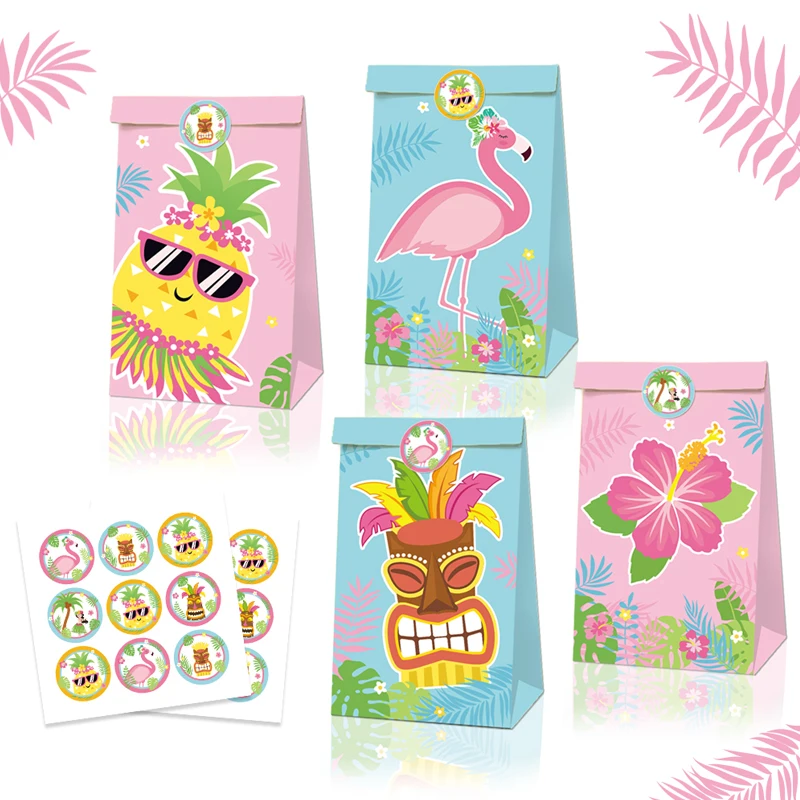12 шт. Гавайские вечерние подарочные сумки конфетные летние пляжные бумажные