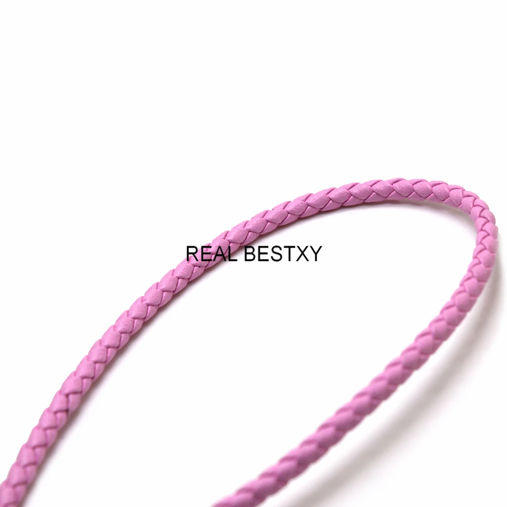 5 м/лот 4 мм круглый розовый плетеный кожаный ремешок шнур для работы браслетов