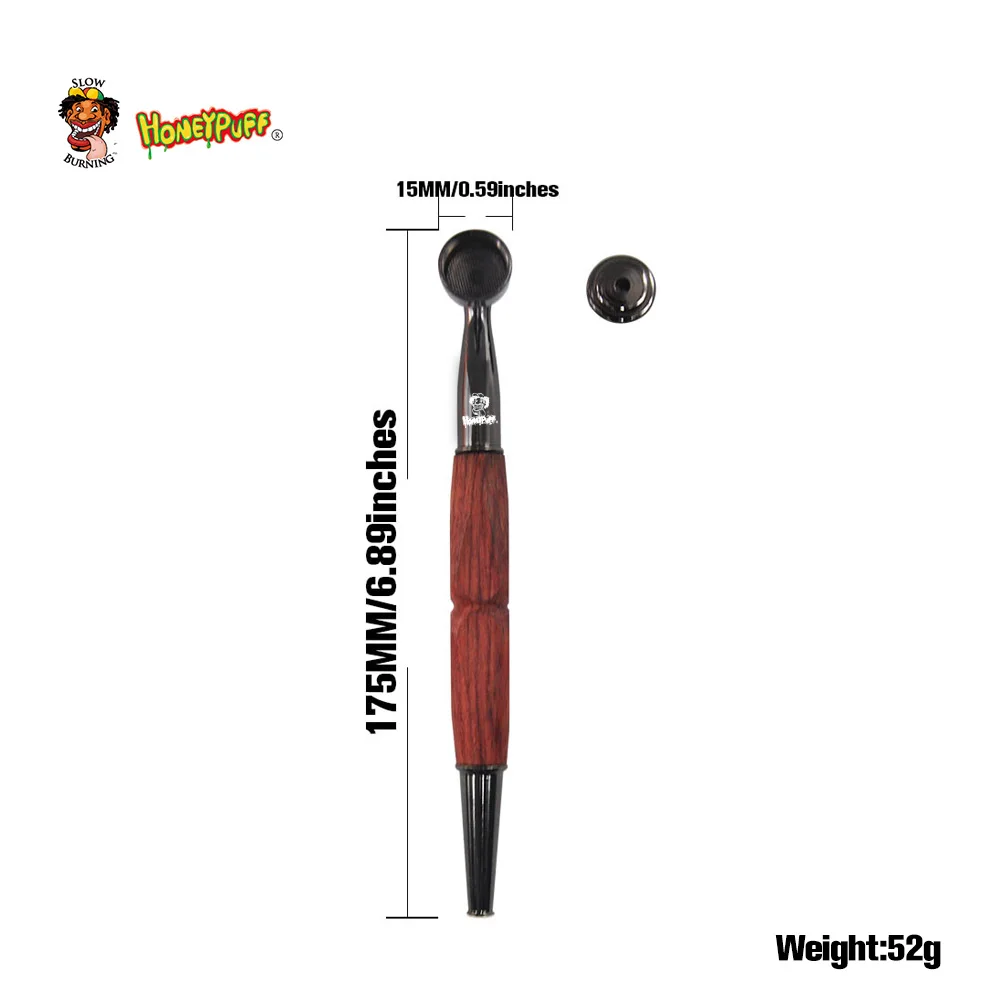 Honeypuff Metal Herb Smoking Pipe Ebony Wood &amp Zinc Alloy 175MM Bowl Cigarette Holder Hand Spoon Pipes | Дом и сад