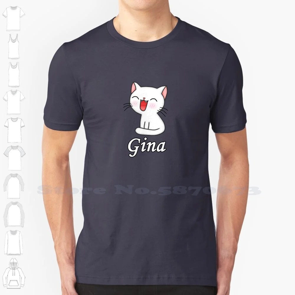 Gina Cute Cat Cool Design Trendy T-Shirt Tee Gina Linetti Linetti Cat Cat Cute Cat Custom Personalised Personalized Unique
