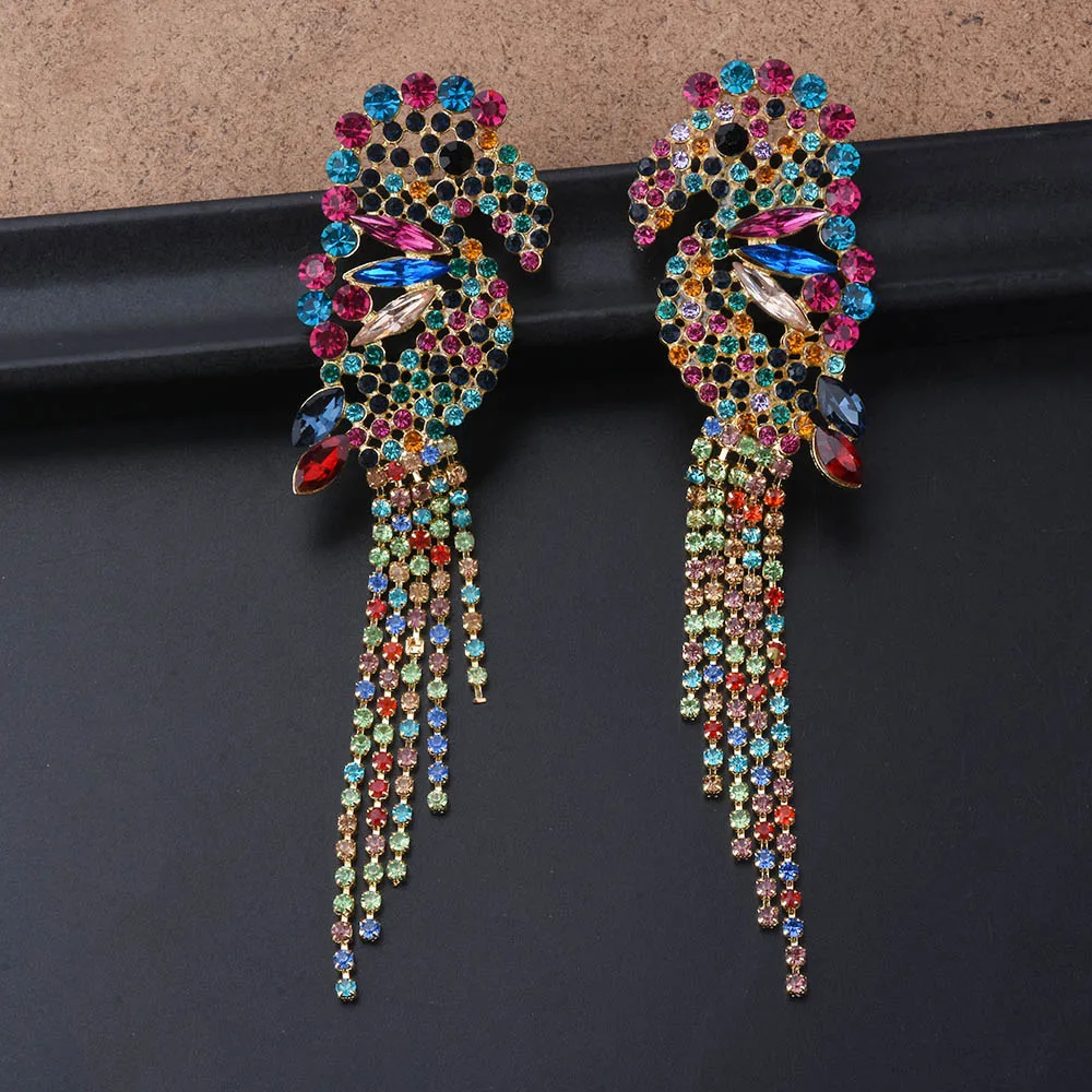 

Серьги-подвески женские, с кристаллами, яркие